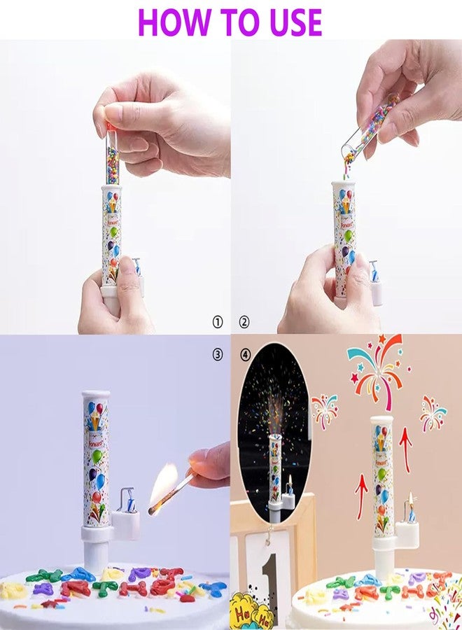 T-shin Sugar Sprinkle Popper Cake Topper Candle,Shower Your Cake in Edible Sugar,Funny Happy Birthday Candles Set,Party Supplies,Cake Decoration - Image 5